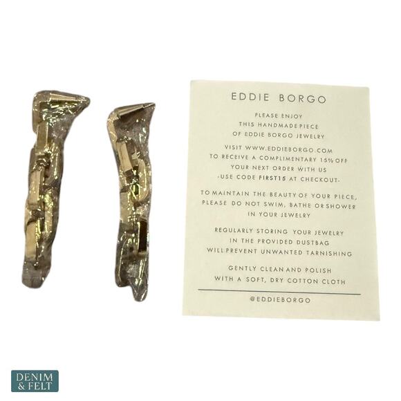 Eddie Borgo Supra Link Drop Earrings Gold 12K Finish Modern Luxe Statement NEW - Picture 9 of 10